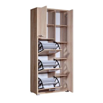 Mobile multiuso scarpiera Sonoma 5 ante e specchio in finitura legno rovere