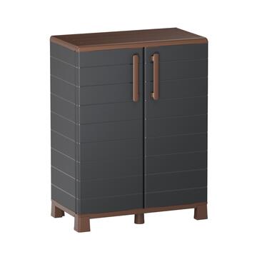 Mobile in Plastica Antracite 68x37 h90 cm con 2 Ante + Ripiano per Interno ed Esterno