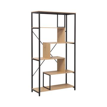 Libreria Moderna 5 Ripiani Zig Zag 85x35 h163 cm con Struttura in Metallo Nero