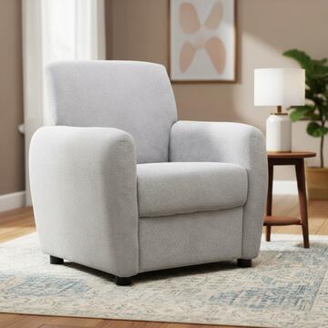 Poltrona Moderna Smoty Rivestita in Tessuto Grigio 77x82x78cm