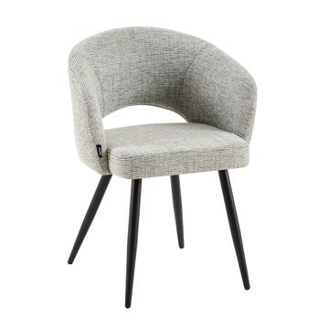 Poltroncina Moderna Bruma Grigia - 58x53 h 81,5 cm - per Sala da Pranzo, Angoli Studio, Spazi Relx - con Gambe in Metallo Nero