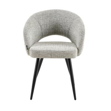 Poltroncina Moderna Bruma Grigia - 58x53 h 81,5 cm - per Sala da Pranzo, Angoli Studio, Spazi Relx - con Gambe in Metallo Nero