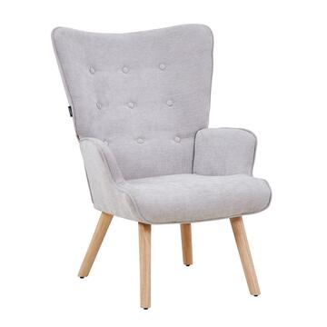 Poltrona Moderna Grigia con Gambe in Legno Rovere Calipso 73x68 h96 cm