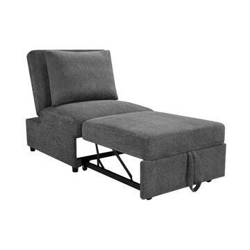 Poltrona Letto Grigia Velaria con Letto a Carrello, Schienale Reclinabile e Cuscino 81x99 h93 cm