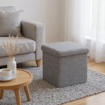 Pouff Bouclé contenitore pieghevole 38x38x38 Nero... - Marino Fa Mercato