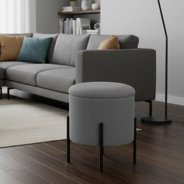 Pouff Bouclé Round diametro 30xh38 bianco / tortora... - Marino Fa Mercato