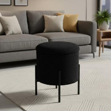 Pouff Bouclé Round diametro 30xh38 bianco / tortora... - Marino Fa Mercato