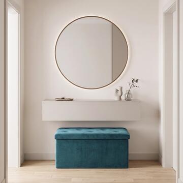 Pouff Contenitore Rettangolare Velvy 76x38 h38 cm - Colori Assortiti Petrolio/Beige/Bourdeaux/Grigio