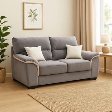 Divano Mikaela 2 Posti Grigio con Cuscini Inclusi 175x98x93cm