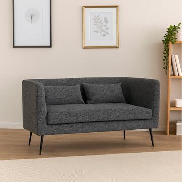 Divano 2 Posti Moderno Bold Bouclé Nero 144x79x70cm