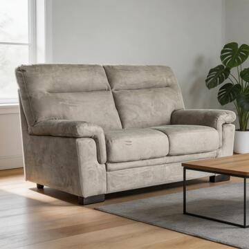 Divano 2 Posti in Microfibra Effetto Velluto Tortora Flavia Salvaspazio Made in Italy