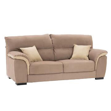 Divano 3 Posti Mikaela Marrone + Cuscini Inclusi 210x98x93cm Marino Fa Mercato