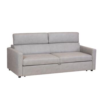 Divano a Letto 3 Posti Matrimoniale Biella 210x90 h 85cm in Ecopelle Made in Italy - Grigio