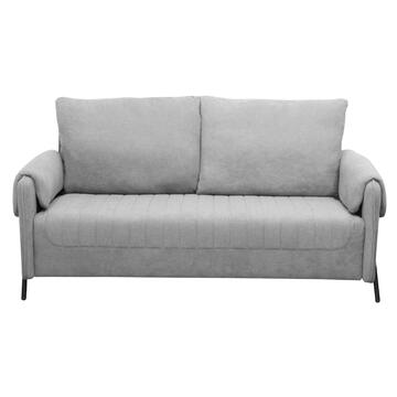 Divano 3 Posti Lineo Grigio Chiaro 164x76 h 89 cm in Tessuto Tramato Effetto Vellutato con Schienali Sfoderabili