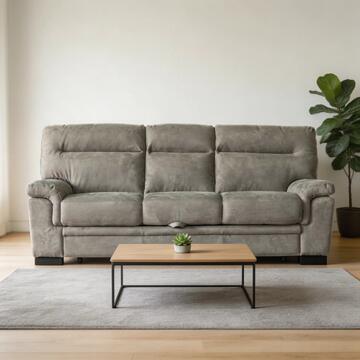 Divano Letto Moderno 3 Posti Flavia in Microfibra Tortora con Letto a Carrello Estraibile