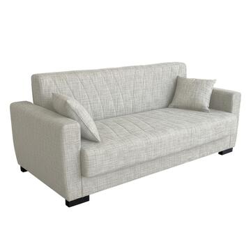 Divano Letto Sanem Sabbia Click Clac 3 Posti - con 2 Cuscini Sfoderabili - Fibra di Poliestere con Trapuntatura - 215x82 h80 cm