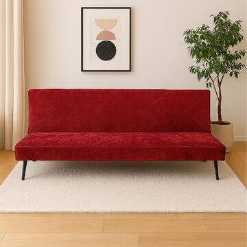 Divano Letto Petalo Rosso Clic Clac 3 Posti, in Poliestere Effetto Vellutato, 182x80 h 74cm