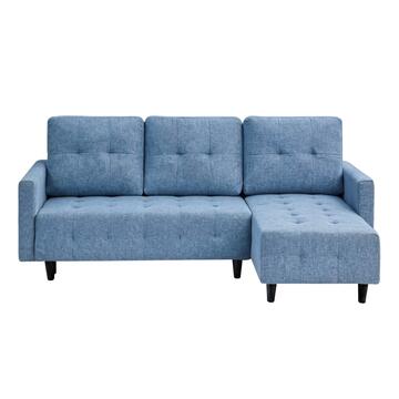 Divano Letto Angolare 3 Posti Blu con Chaise Longue... - Marino Fa Mercato