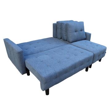 Divano Letto Angolare 3 Posti Blu con Chaise Longue... - Marino Fa Mercato