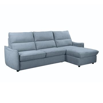 Divano Letto Angolare Yanis Celeste Polvere 3 Posti con Chaise Longue Reversibile 271x165 h102 cm