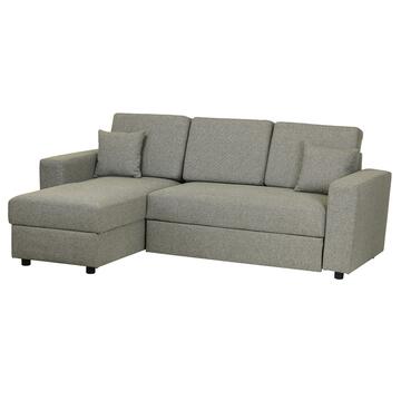 Divano Letto 3 Posti Angolare Reversibile Corfù + Vano Contenitore e 2 Cuscini - Tortora