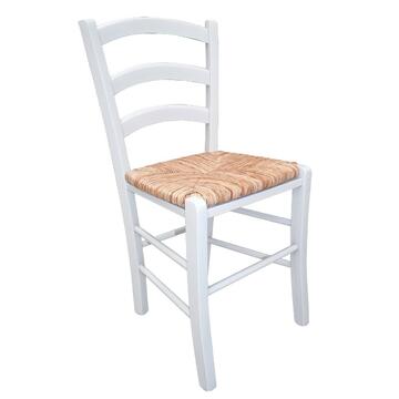 Sedia tradizionale Paesana bianca in legno con seduta impagliata Marino Fa Mercato