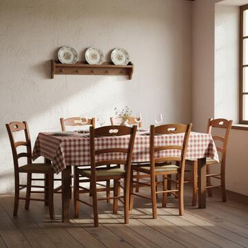 Sedia tradizionale in legno ciliegio con seduta in paglia intrecciata