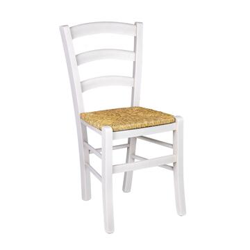 Sedia Tradizionale Paesana in Legno Colore Ghiaccio - con Seduta Impagliata - 41,5x40 h88 cm - per Case, Ristoranti, Bar, Agriturismi, Osterie, Enoteche