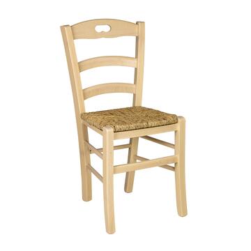 Sedia Tradizionale Savoia in Legno Colore Naturale/Avorio - con Seduta in Paglia - 41,5x41 h88 cm - per Case, Ristoranti, Bar, Agriturismi, Osterie, Enoteche
