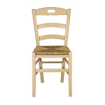 Sedia Tradizionale Savoia in Legno Colore Naturale/Avorio - con Seduta in Paglia - 41,5x41 h88 cm - per Case, Ristoranti, Bar, Agriturismi, Osterie, Enoteche