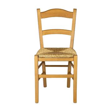 Sedia Paesana Marocco in Legno Massello Naturale con Seduta in Paglia Naturale