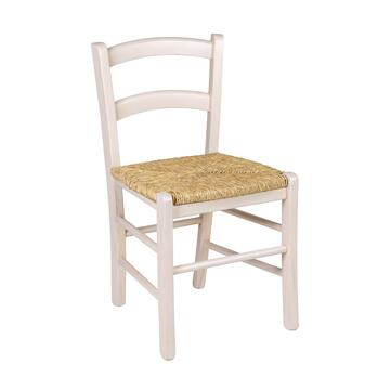 Sedia Bambini in Legno Avorio con Seduta in Paglia - Stile Tradizionale