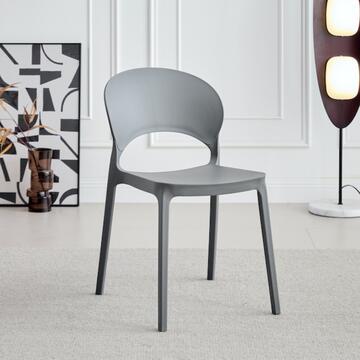 Sedia Fortis Grigia in Polipropilene - 47x58 h78 cm - Impilabile - per Soggiorno, Ufficio, Bar, Ristorante