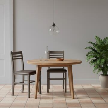 Sedia Classica Angy in Legno con Seduta in Ecopelle Tortora 40x87x37cm