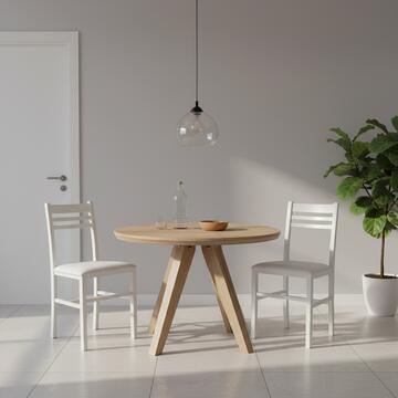 Sedia Classica Angy in Legno con Seduta in Ecopelle Bianca 40x87x37cm