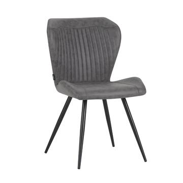 Sedia Moderna Gea Grigia 53x64 h85 cm con Gambe in Metallo e Rivestimento Effetto Vintage