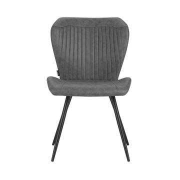 Sedia Moderna Gea Grigia 53x64 h85 cm con Gambe in Metallo e Rivestimento Effetto Vintage