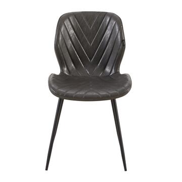 Sedia Moderna Oster Grigia - 47x53 h 84,5 cm - per Sala da Pranzo, Ufficio, Open Space - con Gambe in Metallo ed Ecopelle