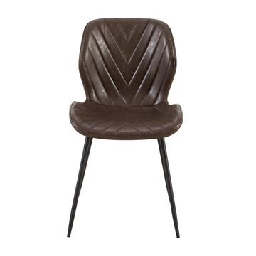 Sedia Moderna Oster Marrone - 47x53 h 84,5 cm - per Sala da Pranzo, Ufficio, Open Space - con Gambe in Metallo ed Ecopelle