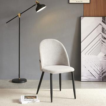 Sedia Moderna Sissy Grigia - 55x48 h86 cm - per Sala da Pranzo, Angoli Studio, Spazio Relax - con Gambe in Metallo Nero