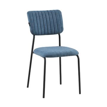 Sedia Moderna Plinia Blu 53x43 h84 cm con Gambe in Metallo Nero Opaco