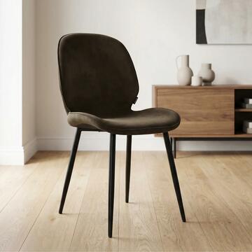 Sedia Moderna Piky in Velluto Marrone 46x90x50 - con Gambe in Metallo