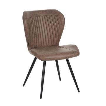 Sedia Moderna Gea Marrone 53x64 h85 cm con Gambe in Metallo e Rivestimento Effetto Vintage