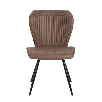 Sedia Moderna Gea Marrone 53x64 h85 cm con Gambe in Metallo e Rivestimento Effetto Vintage