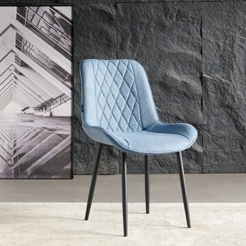Sedia Moderna Zora Blu - 58x53 h84 cm - per Sala da Pranzo, Open Space, Angoli Studio - con Gambe in Metallo Nero Verniciato
