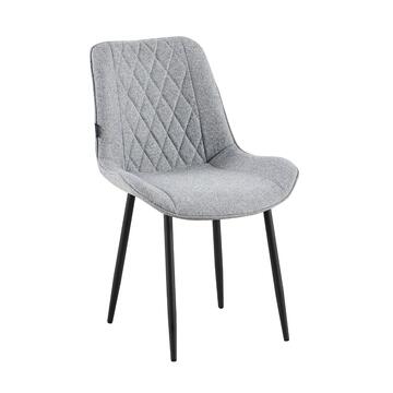 Sedia Moderna Zora Grigia - 58x53 h84 cm - per Sala da Pranzo, Open Space, Angoli Studio - con Gambe in Metallo Nero Verniciato