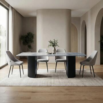 Sedia Moderna Imbottita Grigia Circe con Gambe in Metallo Nero 58,5x53 h85 cm