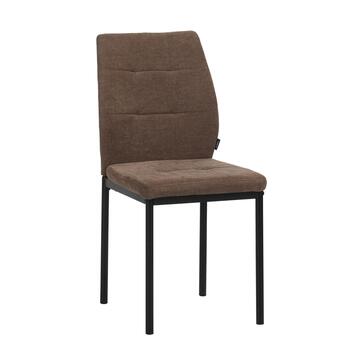 Sedia Moderna Marrone in Poliestere Effetto Tramato con Gambe in Ferro 56x44 h90 cm