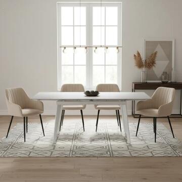 Poltroncina Moderna Beige Nemesi con Gambe in Ferro e Rivestimento Effetto Velvet 61x56 h82 cm