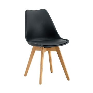 Set 4 Sedie Moderne Nere con Gambe in Legno Massello di Faggio Prisma 53,5x48 h83 cm